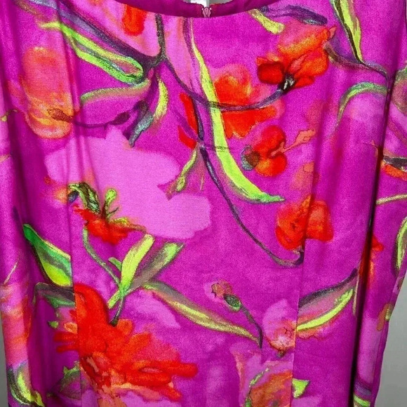 Rabbit Designs Size 12 Dress Tank Floral Rayon Pink Tropical Rayon Lightweight - Picture 3 of 9